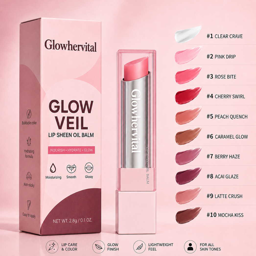 🔥Last Day Buy 1 Get 1 Free|Glowhervital GLOW VEIL LIP SHEEN OIL BALM