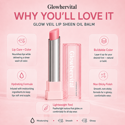 🔥Last Day Buy 1 Get 1 Free|Glowhervital GLOW VEIL LIP SHEEN OIL BALM
